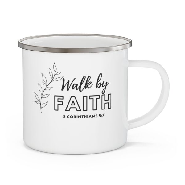 Walk by Faith" Enamel Mug - Inspirational Christian Cup for Daily Encouragement