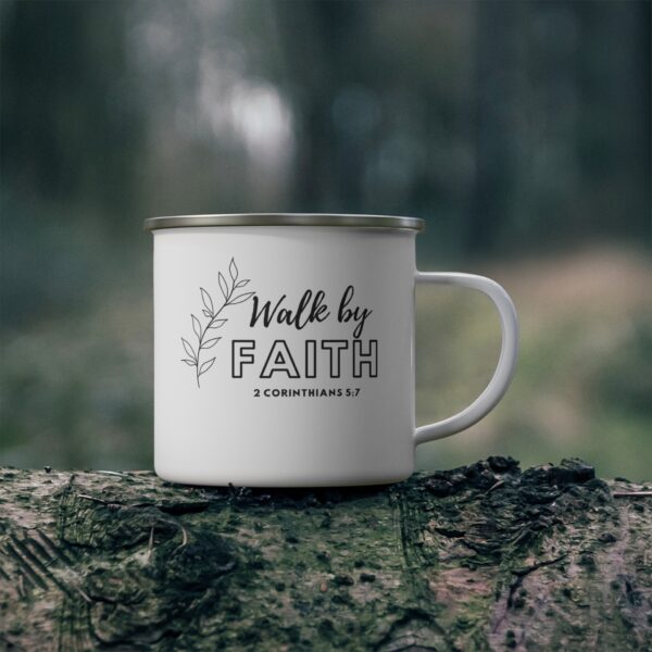 Walk by Faith" Enamel Mug - Inspirational Christian Cup for Daily Encouragement - Image 2