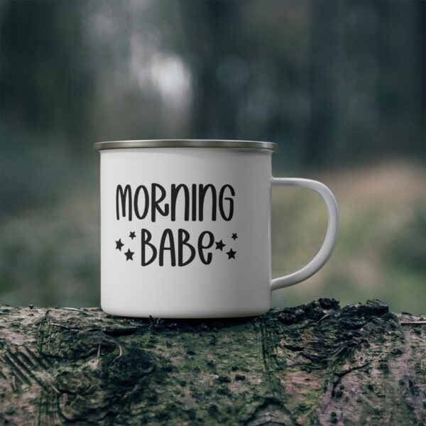 Morning Babe" Enamel Mug - Cheerful and Stylish Cup for Morning Routines